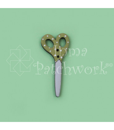 BOTÓN MADERA TIJERA VERDE PEQUEÑA