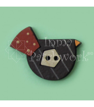 BOTÓN MADERA PÁJARO GRIS